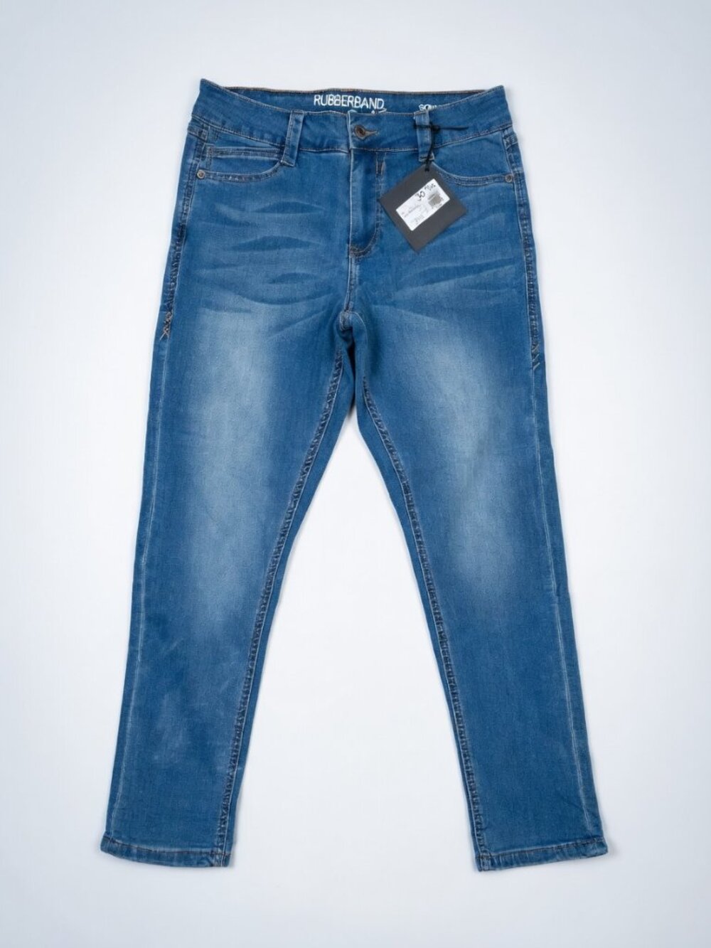 NWT Rubberband Stretch Skinny Cropped Jeans Medium Wash Size 30 11/12